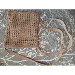 Unbranded crotchet purse tan
